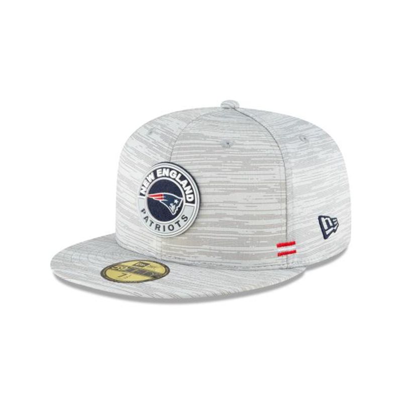 NFL New England Patriots Official Fall Sideline 59Fifty Fitted (IWN6955) - Grey New Era Caps